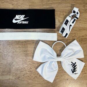 NEW Nike 5pc Softball Hairties Bow Headband Set